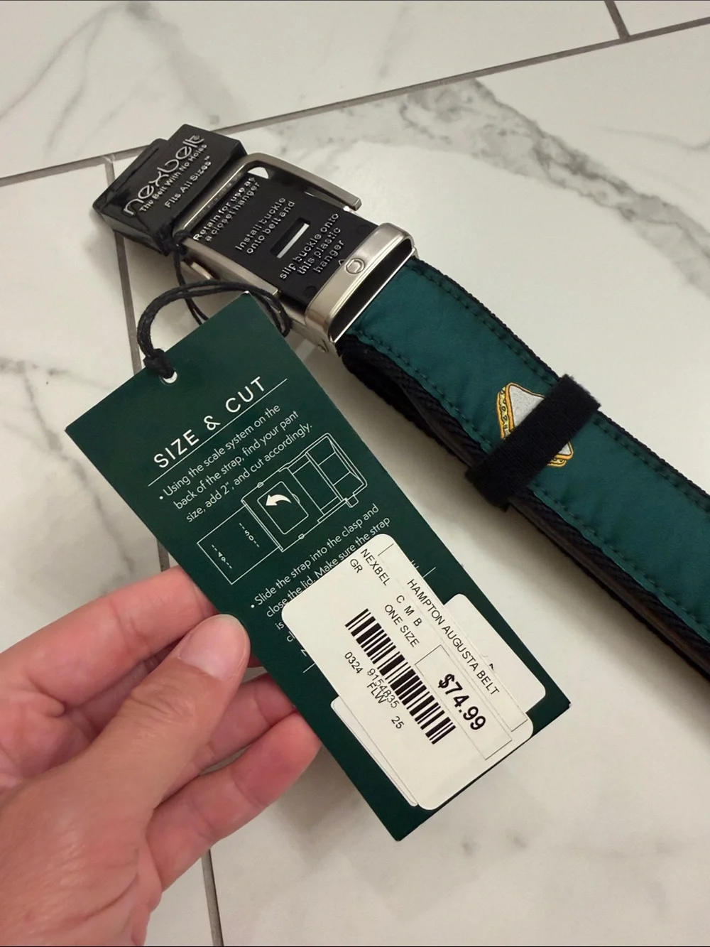 NWT Nexbelt Golf Gear Men's Hampton Collection Augusta Belt Green